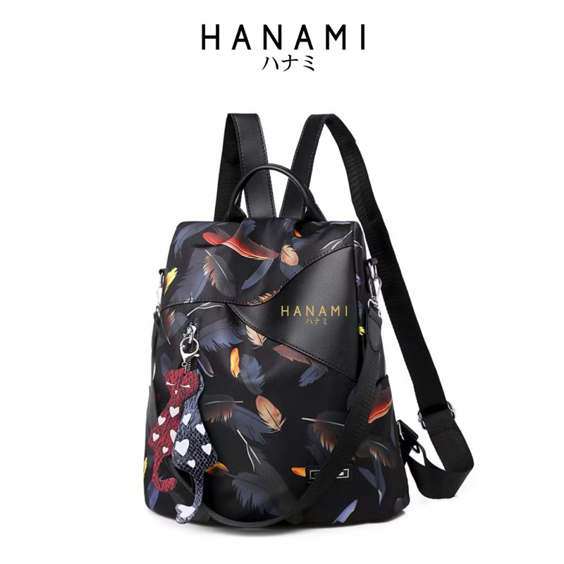 HANAMI Tas Ransel Wanita Backpack Korea Sekolah Hitam Arama Kerja Batam Ori Branded TA326B5