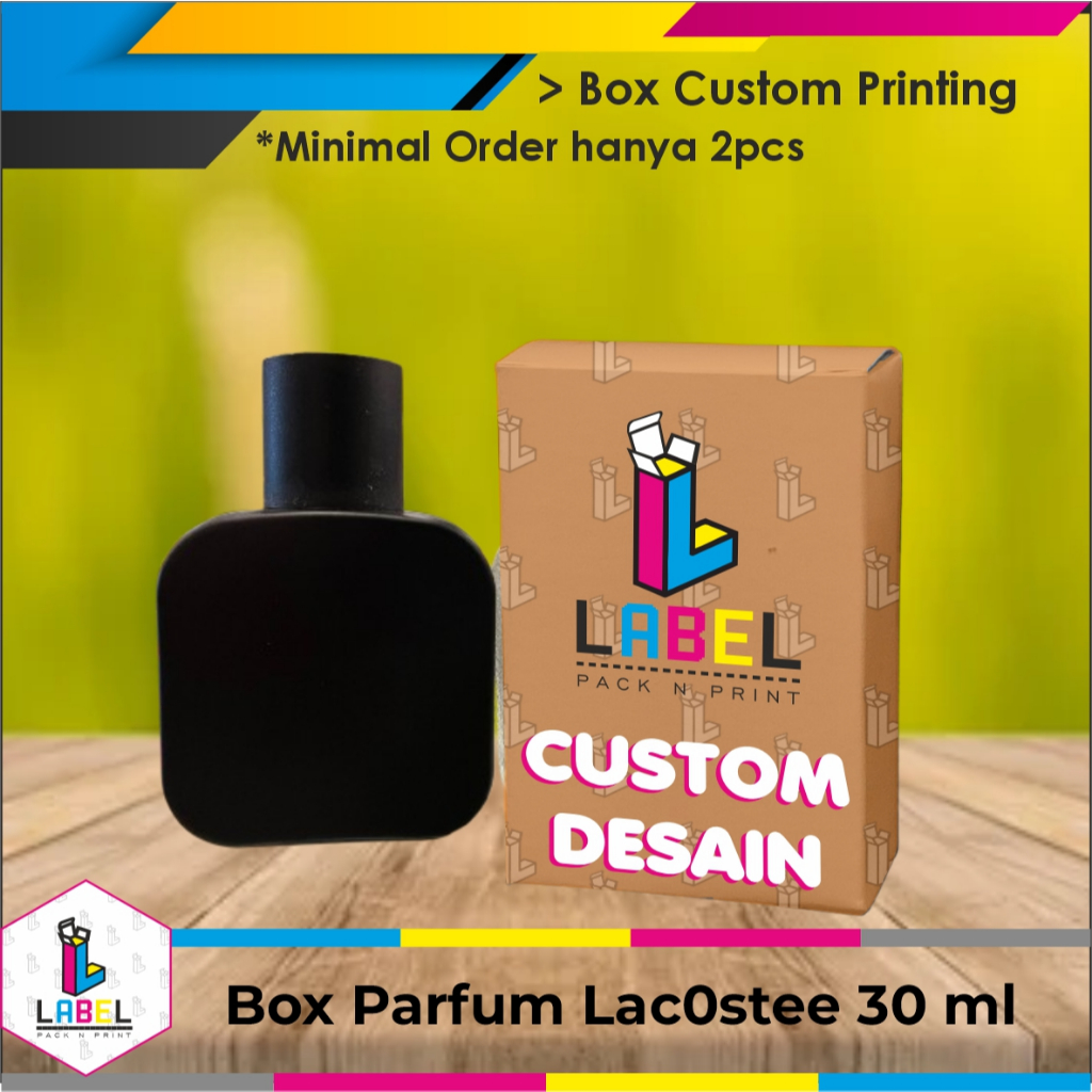 

Dus Packaging / Box Botol Lacos-te 30ml Custom Desain Full Print