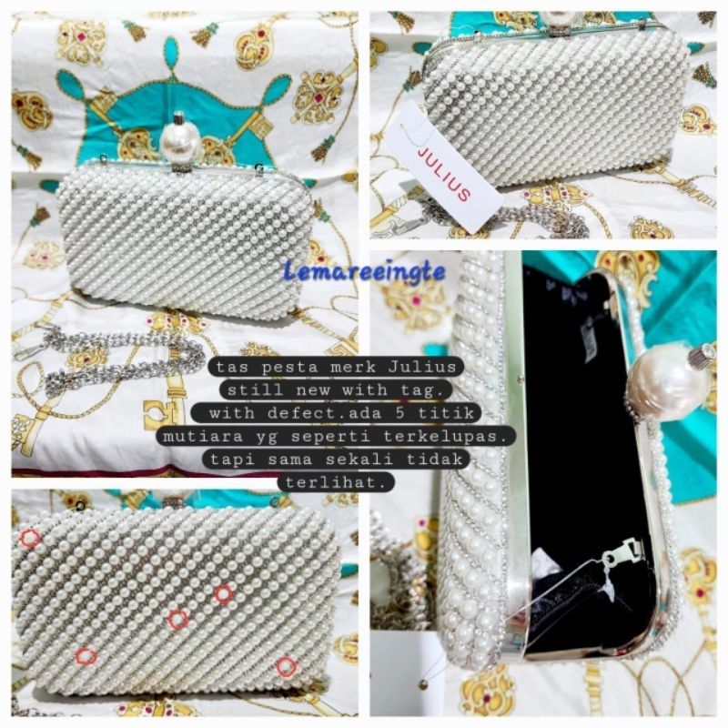 Julius Premium Clutch Bag - Tas Pesta Full Mutiara Merk Julius