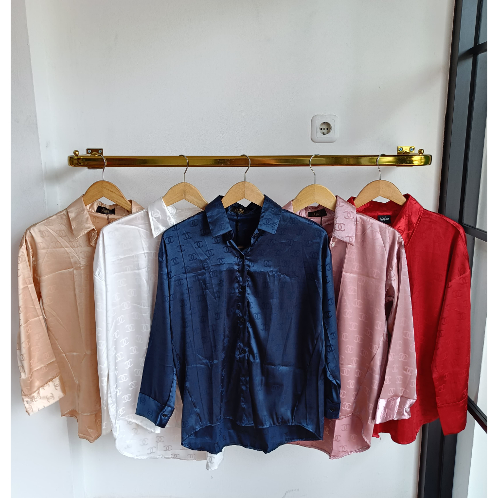 (PART 3) Kemeja LALUNE Mix Motif | Kemeja Satin Motif Kekinian | Atasan Wanita Kemeja Luaran Outer |