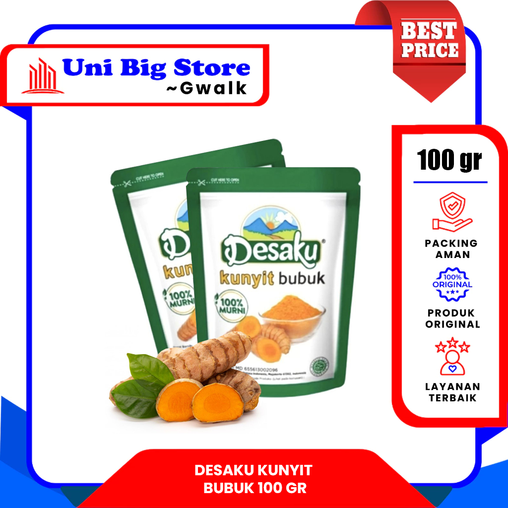 

DESAKU KUNYIT BUBUK TURMERIC POWDER BUMBU REMPAH POUCH - 100 gr