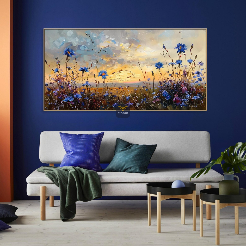 LUKISAN BESAR LUKISAN BUNGA LUKISAN HANDMADE HIASAN DINDING LUKISAN MEWAH