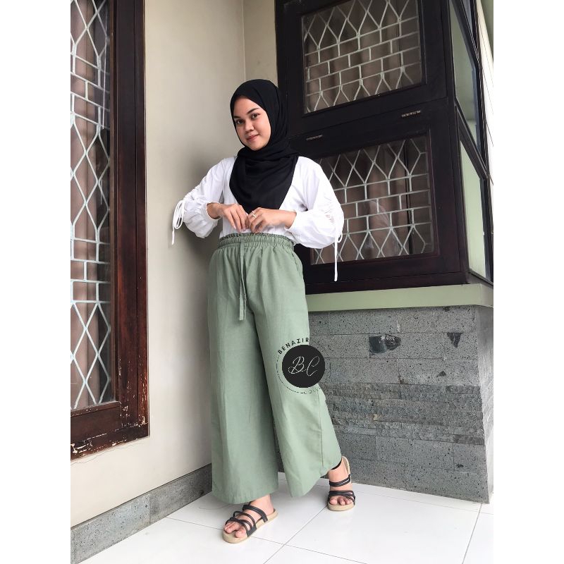 kulot linen tali serut jumbo/celana linen/loose kulot