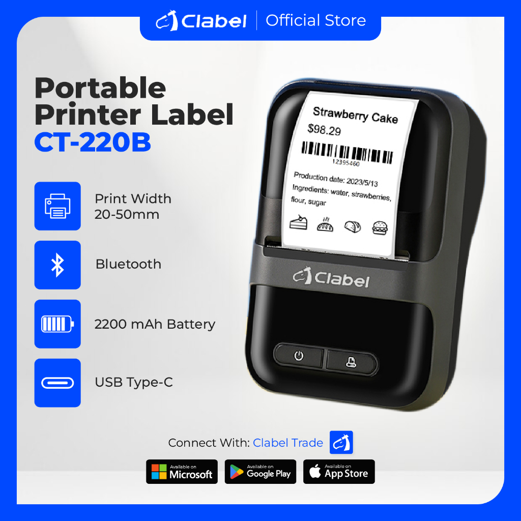 

CLABEL PRINTER LABEL PORTABLE WIRELESS BLUETOOTH CT-220B