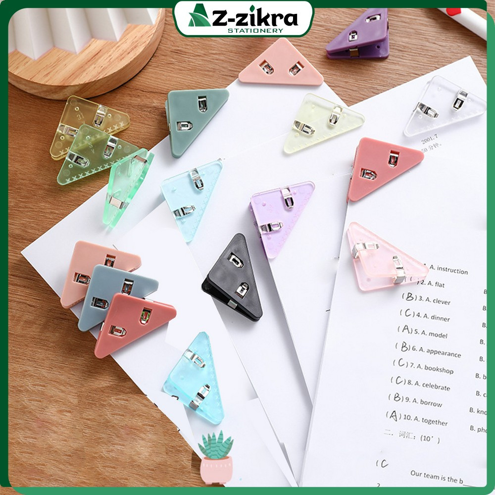

Penjepit Kertas Segitiga Plastik Aestetik Serbaguna / Triangle Paper Clip Sudut Kertas Akrilik Az-Zikra Stationery A119