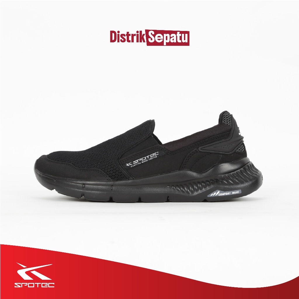 Spotec Walking Lexi | Sepatu Slip On| Pria Wanita | Hitam-Hitam