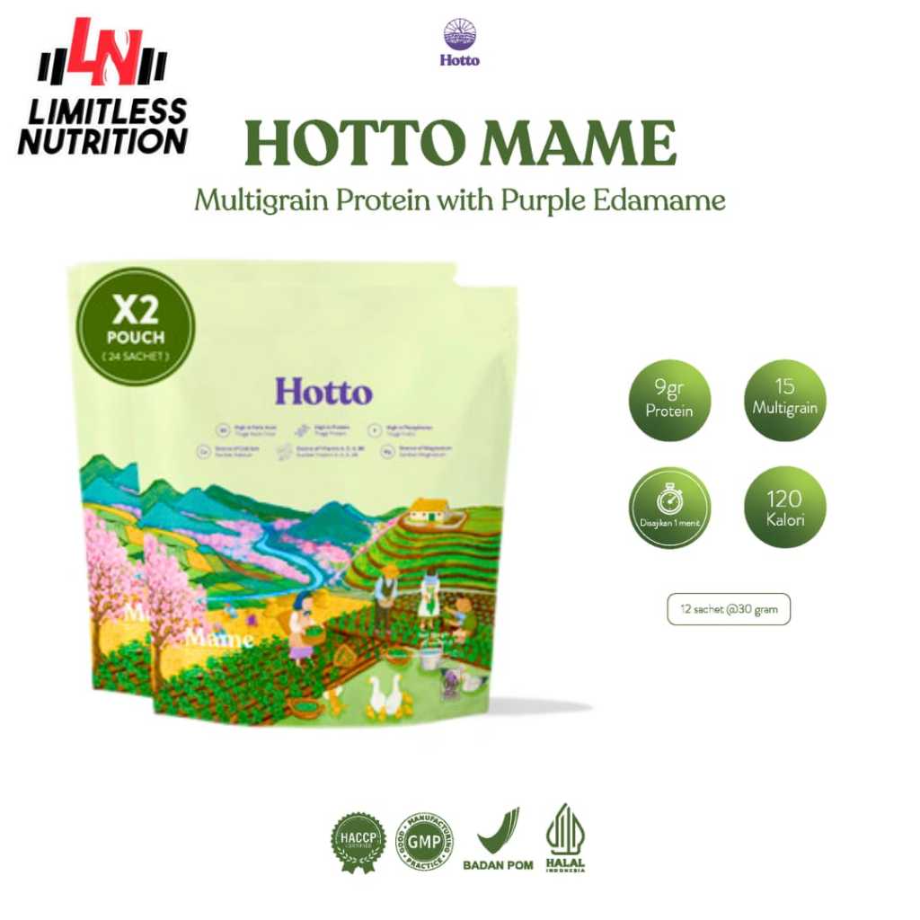 

Hotto Mame Multigrain Protein With Edamame 2 Pouch - 12 Sachet / Pouch