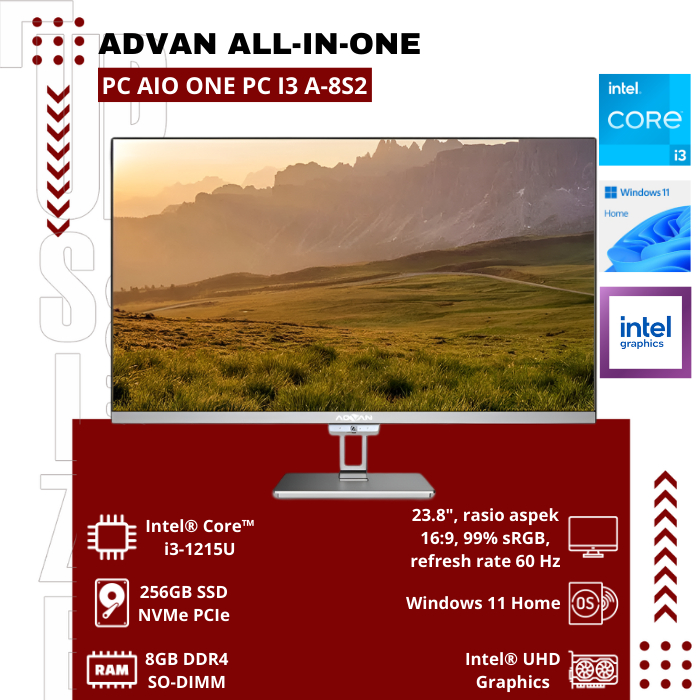 Advan All-in-One PC AIO ONE PC I3 A-8S2