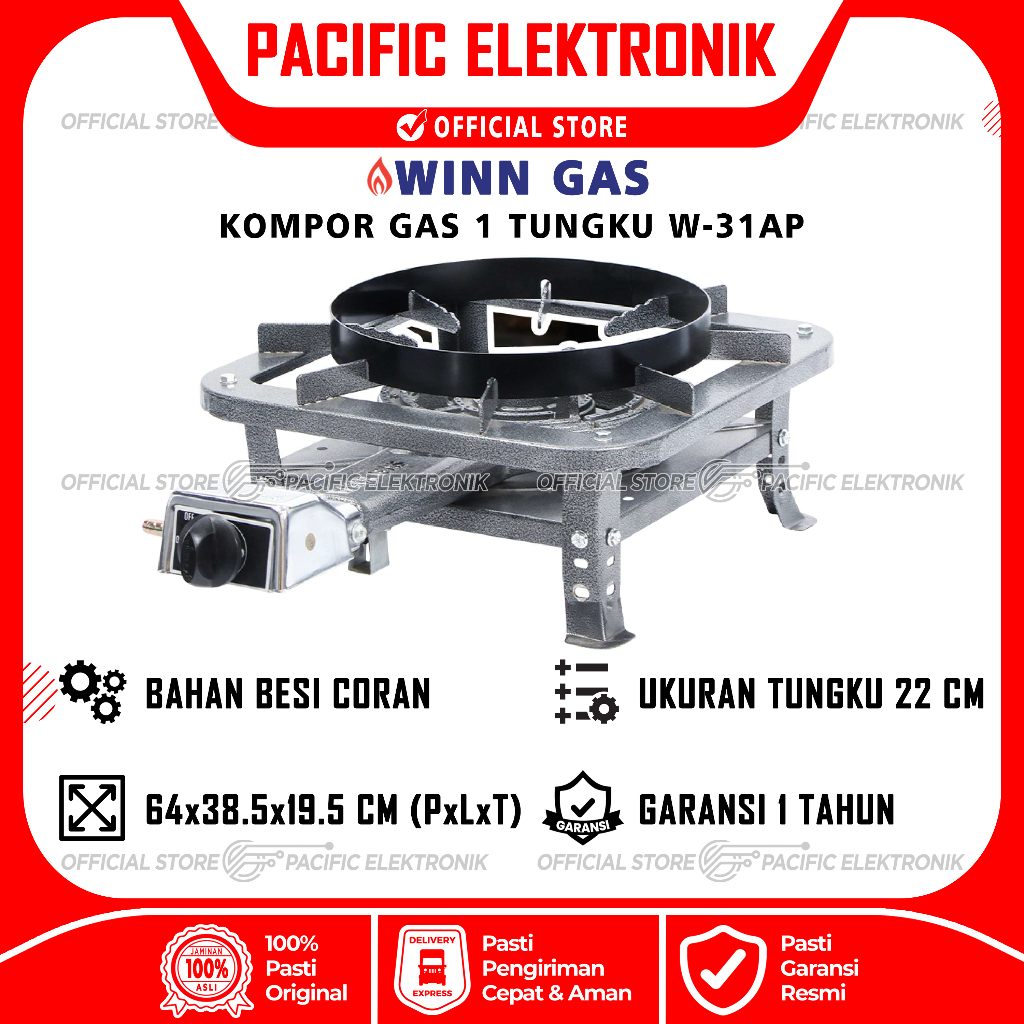 Kompor Winn Gas 1 Tungku W-31AP / W31AP / 31AP