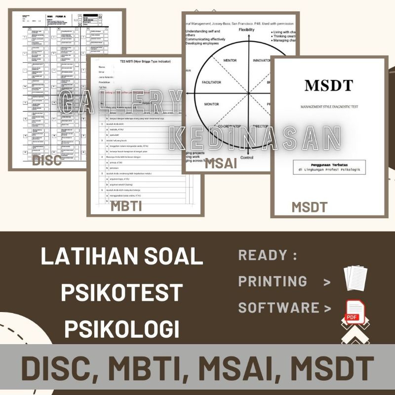 ALAT TES PSIKOLOGI LATIHAN PSIKOTEST DISC MBTI MSAI MSDT