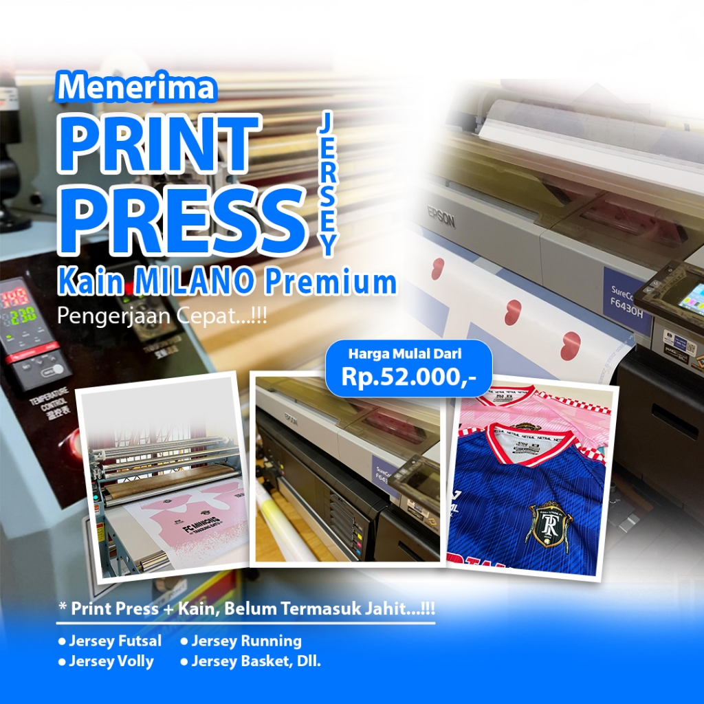 Print Jersey Kain Milano | Jasa Printing & Press Sublimasi HD