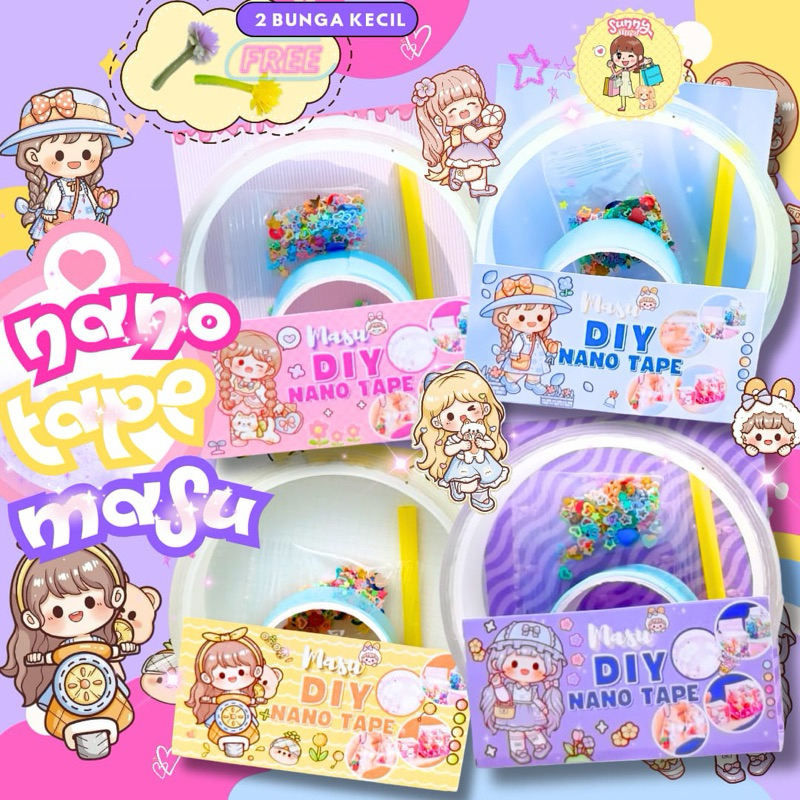 Mainan Nano Tape Masu/nano bubble tape mainan bubble super elastis glitter nano glue set diy mainan 