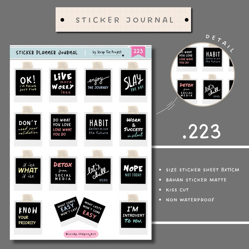 

STICKER PLANNER JOURNAL / POLA.ROID QUOTES STICKER / SCRAPBOOK STAMP / STP - 223