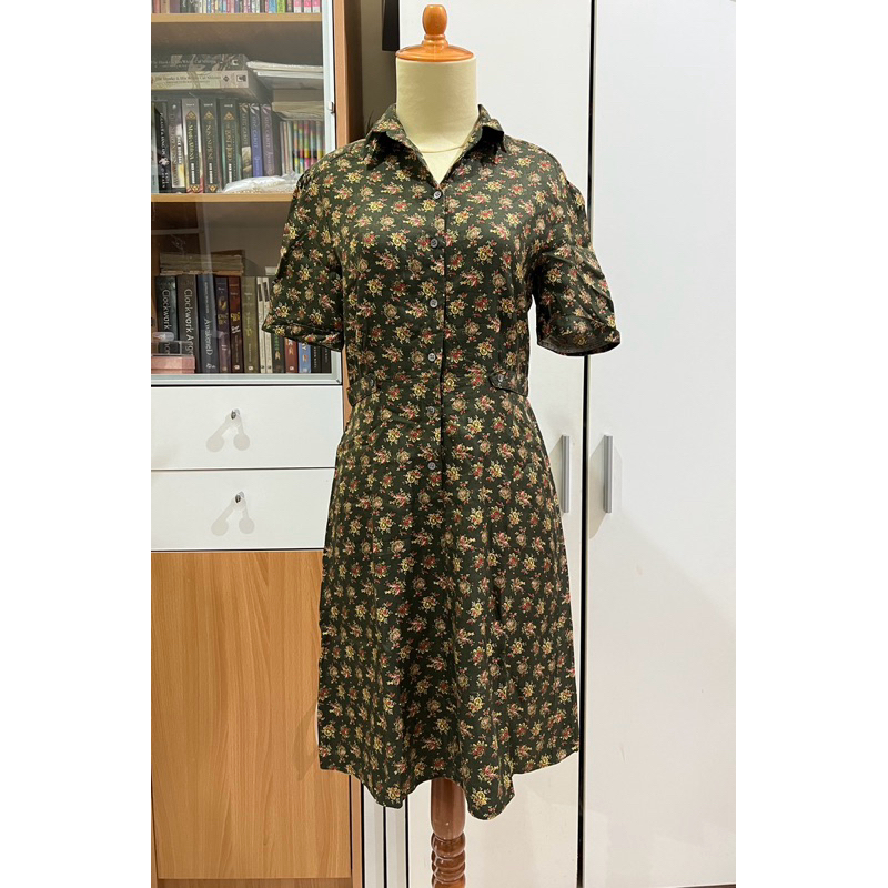 Green Floral 80s Vintage Sundress Laura Ashley Dress