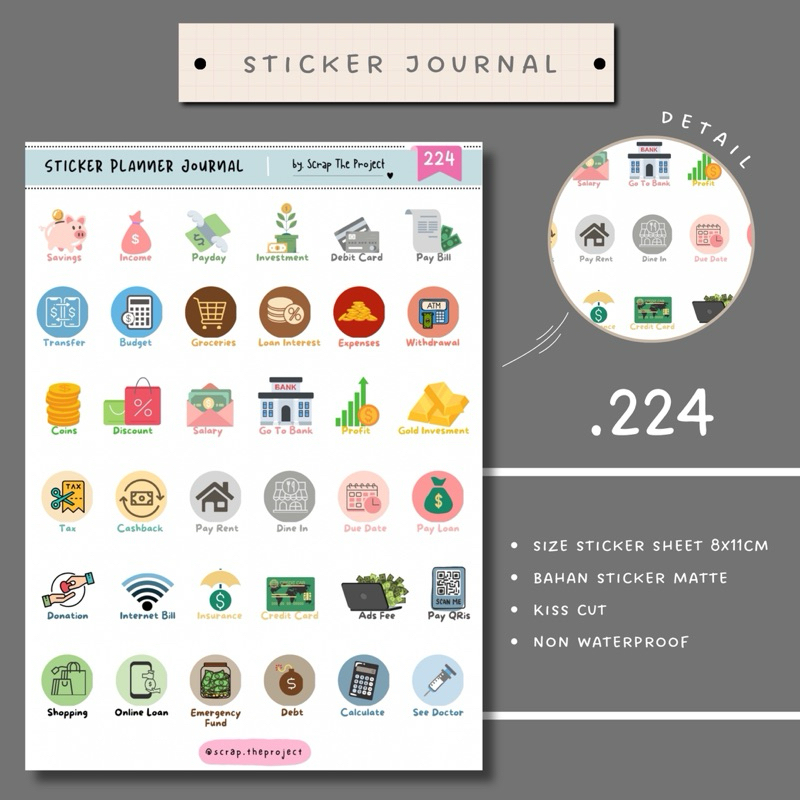 

STICKER PLANNER JOURNAL / FINANCIAL PLAN STICKER / SCRAPBOOK STAMP / STP - 224