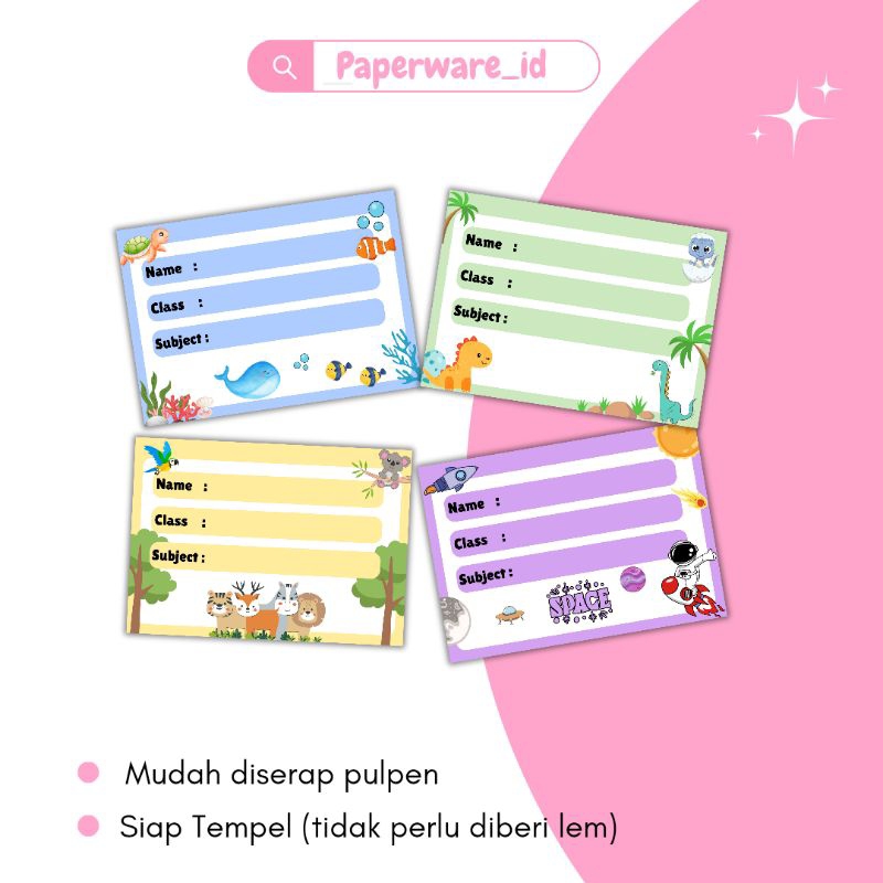 

stiker nama buku for boys isi 10 pcs / sticker mapel / stiker nama buku lucu / stiker nama buku karakter