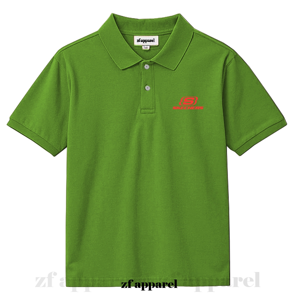 Zf Apparel Kaos Polo Shirt Kerah Motif Skechers Merah Lengan Pendek Cattun Lembut Halus Nyaman Di Pa