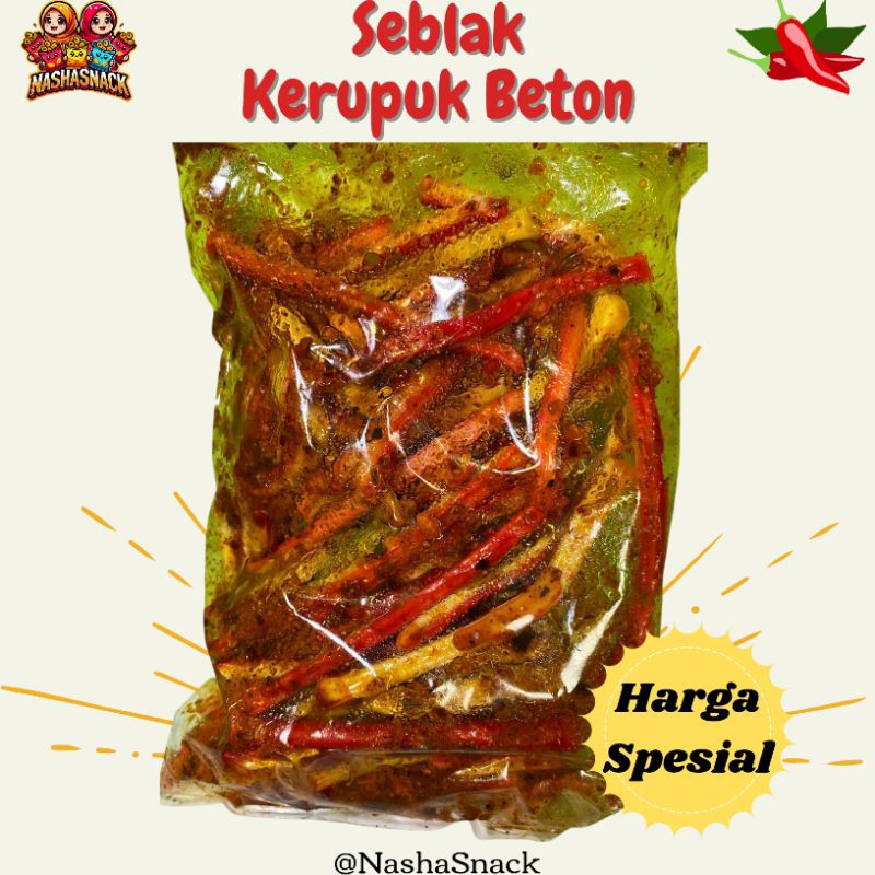 

seblak kerupuk beton kerupuk jaat pedas daun jeruk