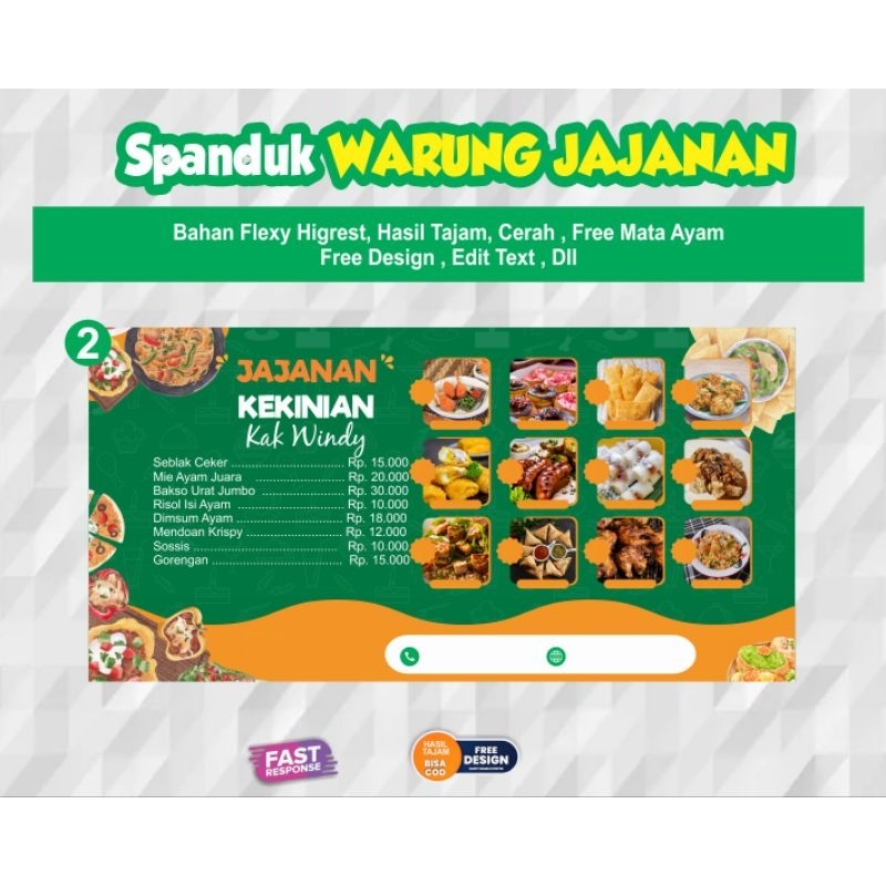 Spanduk Warung Jajanan Custom free desain