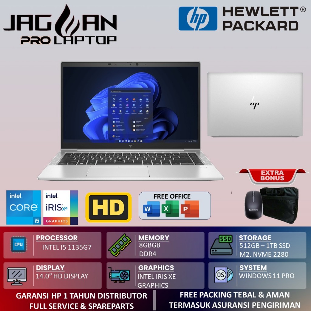 Laptop Kerja HP PROBOOK 430 G8 INTEL I5 1135G7 8GB 512GB 14.0 WIN11PRO