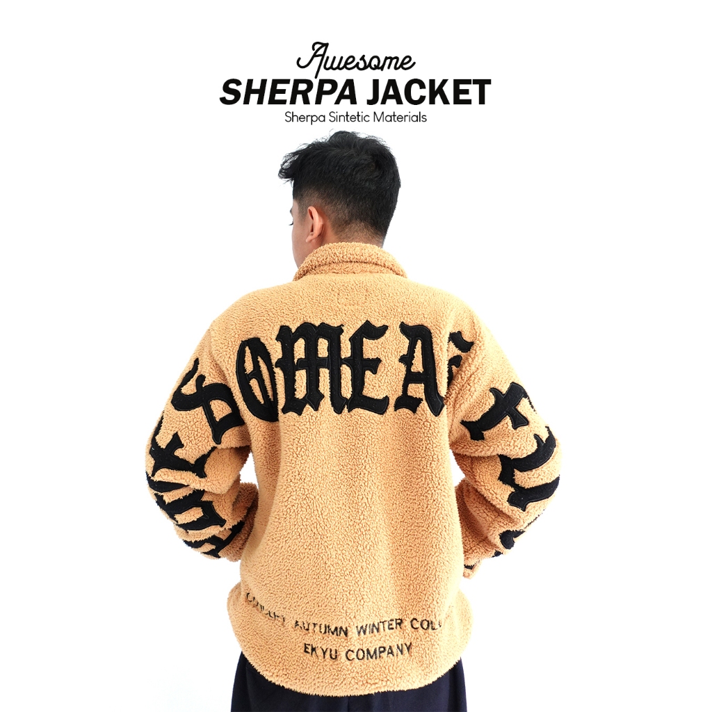 Awesome As F*** Jacket Sherpa Black/Hitam Casual by Ekyu