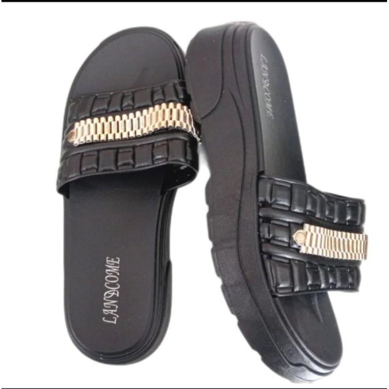 Sandal wedges hitam  wanita  Lancome