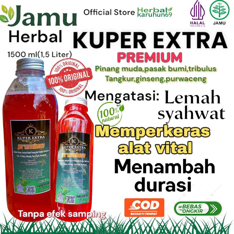 

HERBAL KUPER EXTRA PREMIUM pinang muda 1500 ml alami pria Jamu