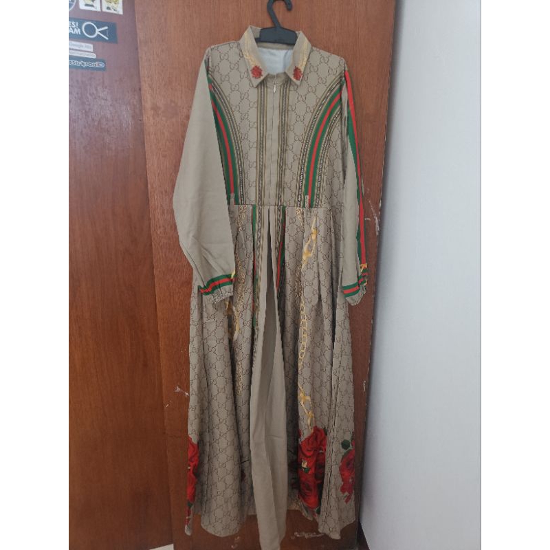 Gamis Dress Gucci Mawar Sage Preloved by Ditha