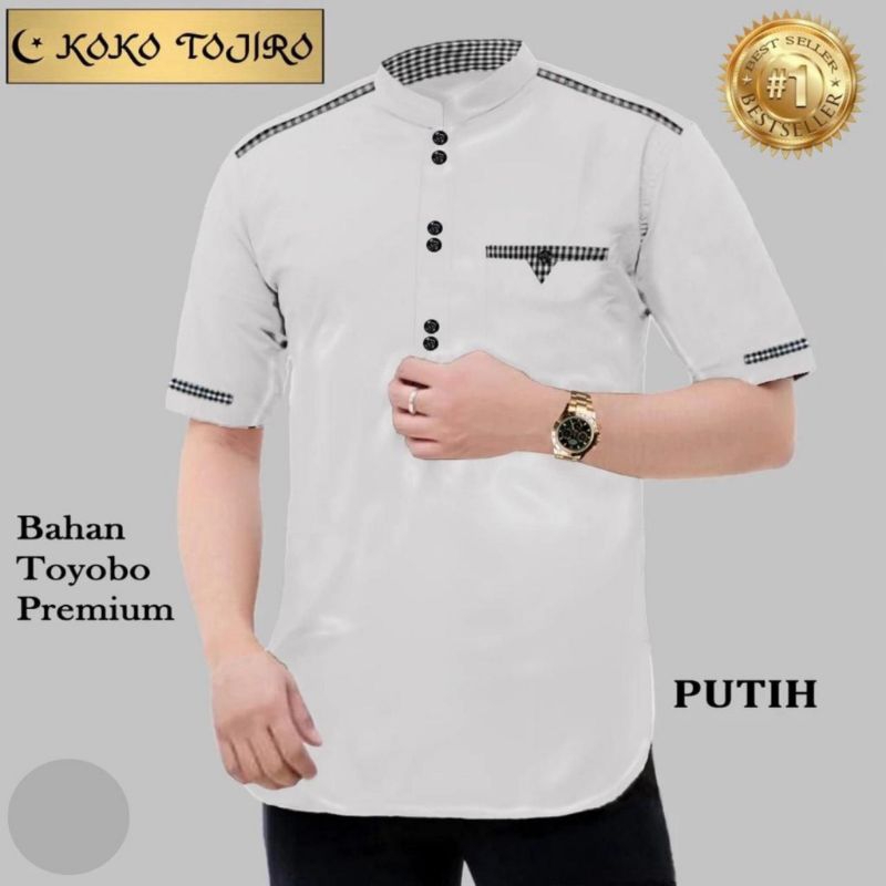 Koko Tojiro Lengan Pendek/ Baju Koko Pria Lengan Panjang/ Baju Muslim Pria / Baju Koko Lengan pendek