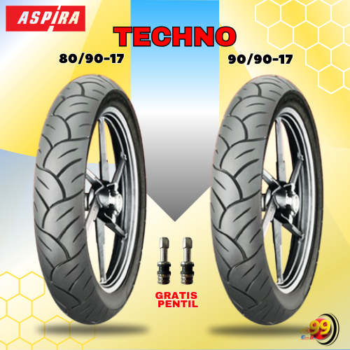 Paket Ban Motor ASPIRA MAXIO TECHNO 80/90-17 + 90/90-17 Tubeless