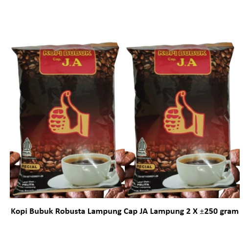 

Kopi Bubuk Robusta Lampung Cap JA Lampung 2 X 250 gram