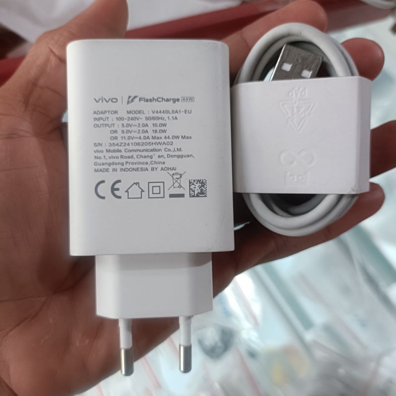 charger vivo 44 watt original asli bawaan hp