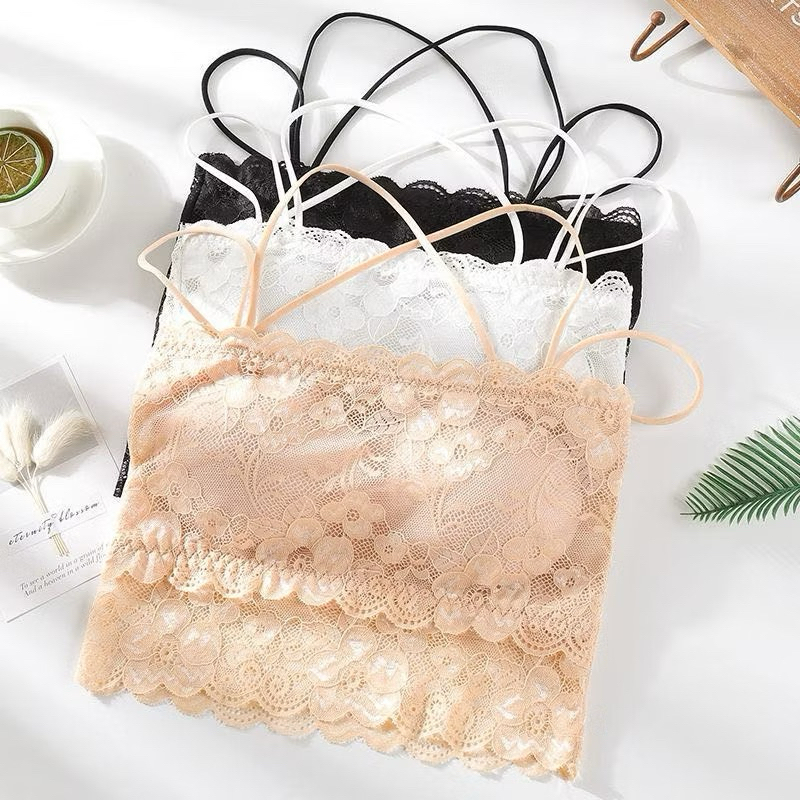 TANKTOP MOTIF RENDA BUNGA (A30) BRA DALAMAN ADA CUP BUSA