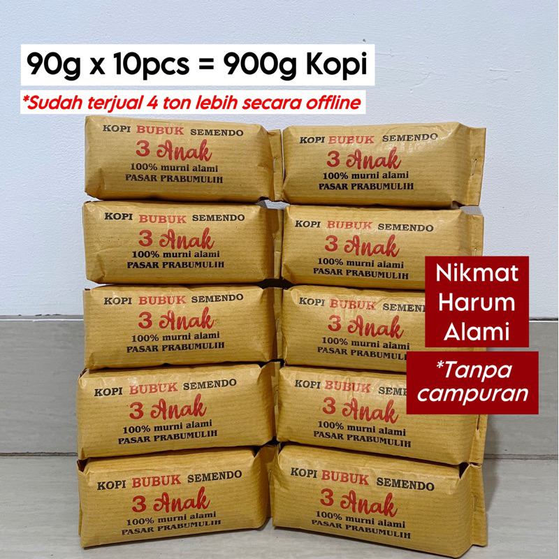 

Paket Hemat Kopi Bubuk 900g (90g x 10pcs) Kopi Semendo / Kopi Murni Alami Khas Sumatera Selatan