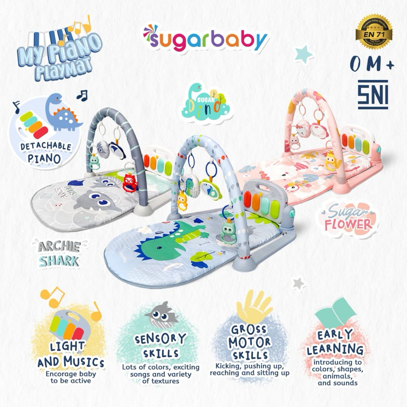 Sugar Baby Playmat All-in-1 My Piano & Piano Proyektor Playmate Baby Gym musik mainan rattle