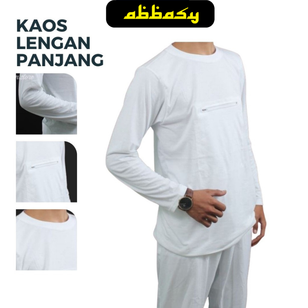 Abbasy Haji & Umroh - Kaos Oblong Pria Lengan Panjang Haji dan Umroh