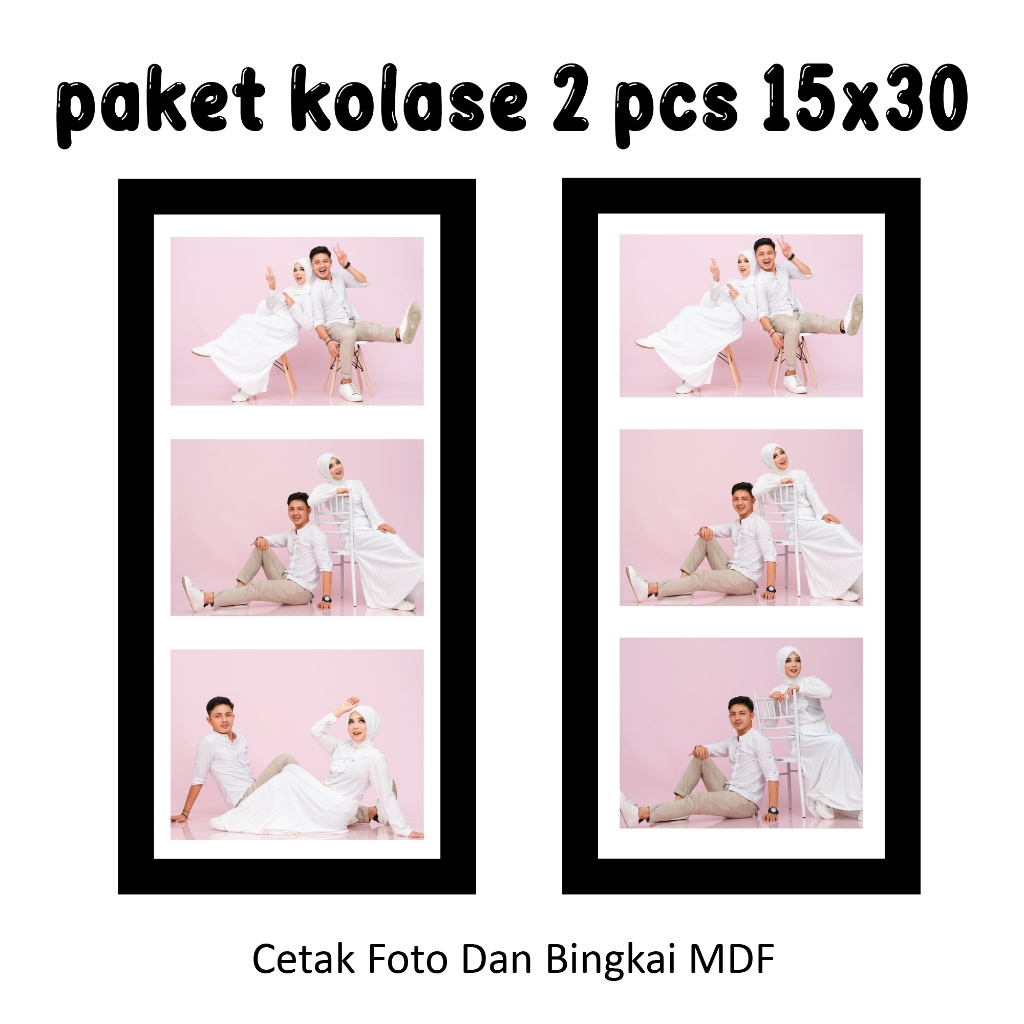 paket kolase 2 pcs 15x30 cm Cetak foto kayu Mdf