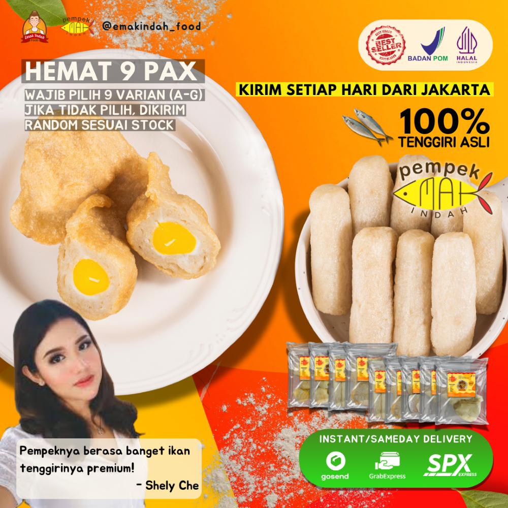 

PEMPEK EMAK INDAH - PEMPEK MPENAK PALEMBANG ASLI IKAN TENGGIRI - Paket Hemat 9 Pax WAJIB PILIH VARIAN
