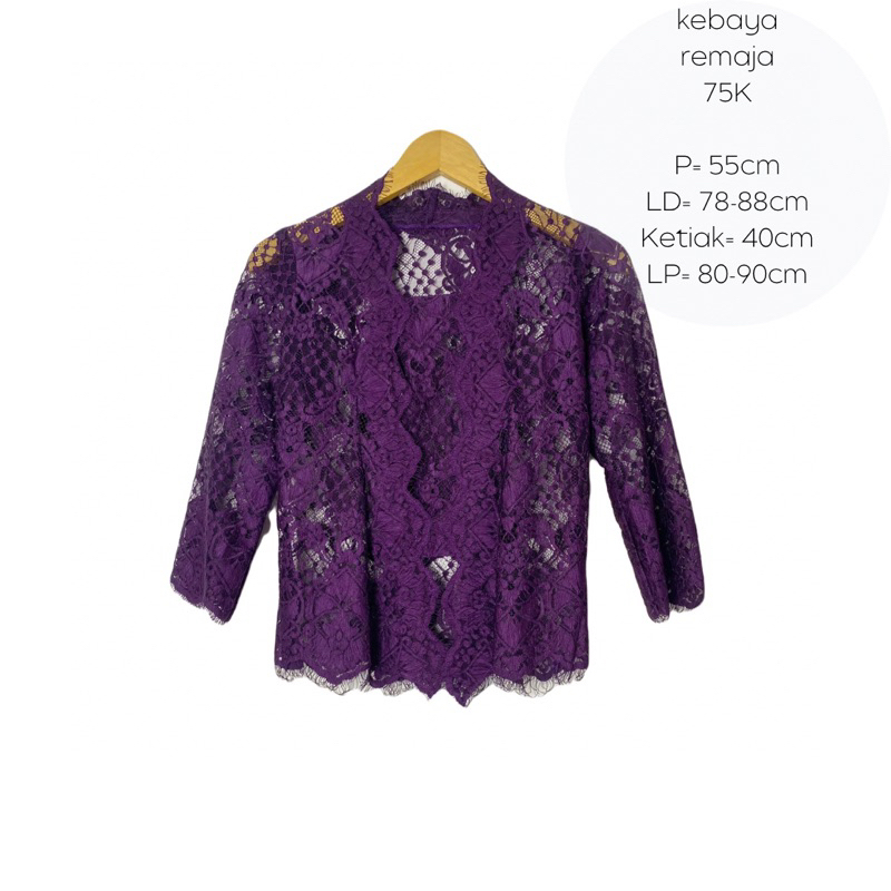 kebaya remaja anak ungu terong brokat brukat bagus