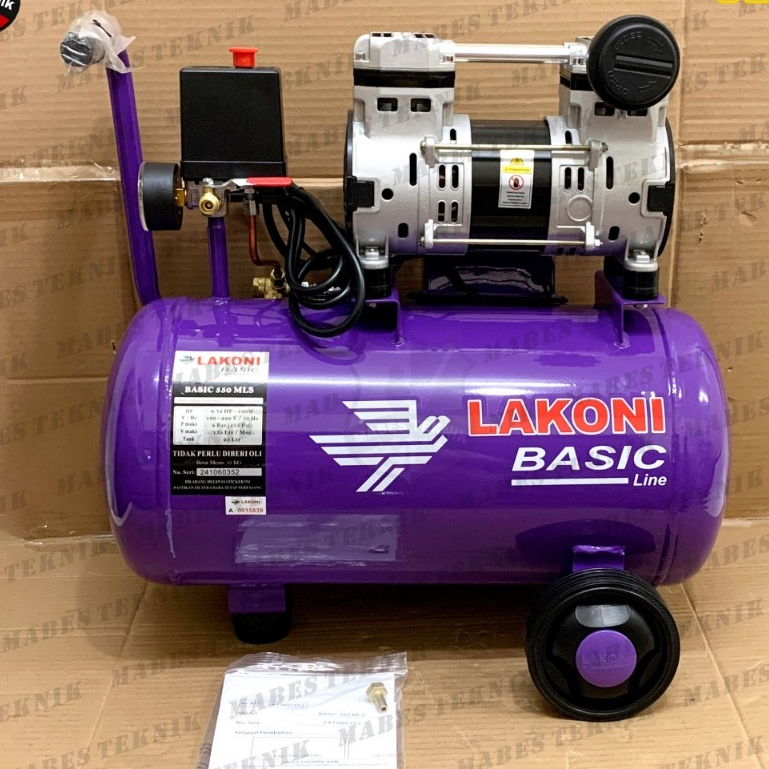 KOMPRESOR LAKONI BASIC 550 ML SERIES TERBARU SILENT TANPA OLI 25 LITER - 0,75HP 550WATT KECIL