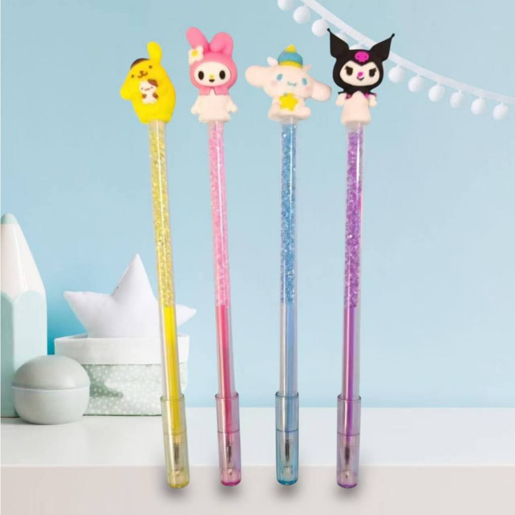 

Al (12pcs) Grosir Bolpen Gel Fancy +Gantungan / Pulpen Tinta 1 box mika / Pen Jel motif karakter