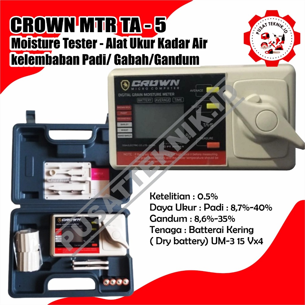 MOISTURE DIGITAL CROWN TA05 ALAT UKUR KADAR AIR PADI GANDUM TA-5 MOISTURE TESTER TA5