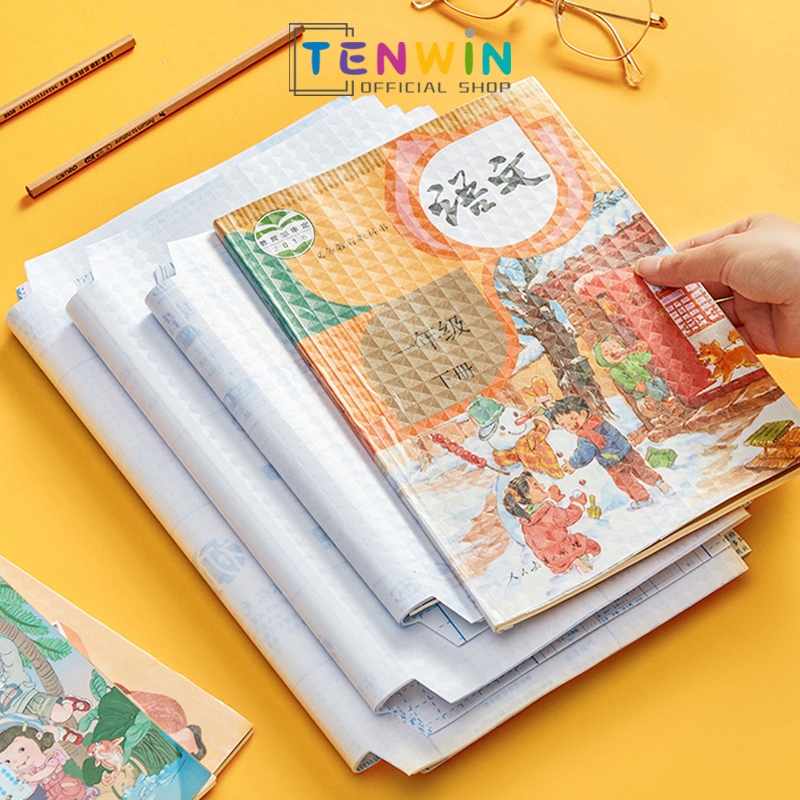 

Stiker Sampul Buku Isi 10 Lembar Self-Adhesive Book Cover Waterproof Sticker Sampul Buku Tulis Sekolah Diamond Transparant Polos Pelindung Cover Buku