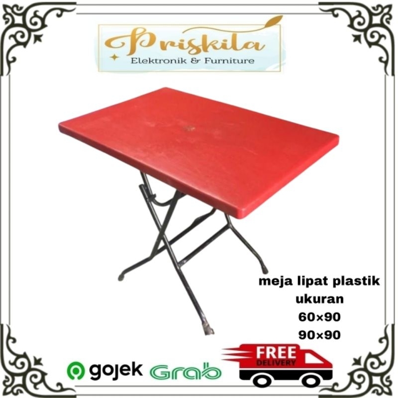 meja lipat / meja lipat kaki besi / meja lipat merah / furniture Palembang priskila elektronik furni