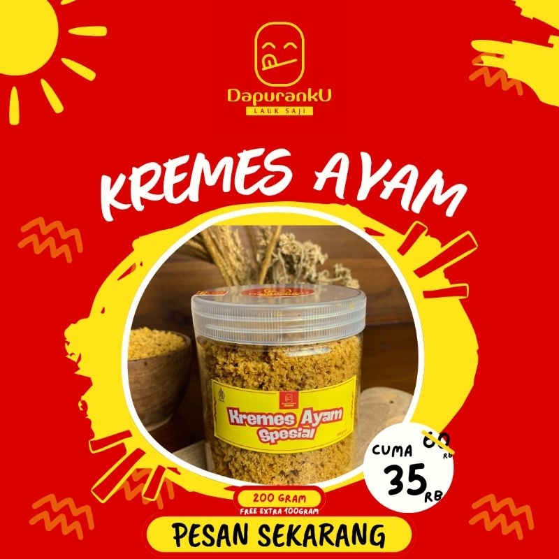 

Renyah Gurih! Kremesan Ayam Spesial untuk Hidangan Spesial Kemasan Toples PREMIUM 200gram + Ekstra 100gram