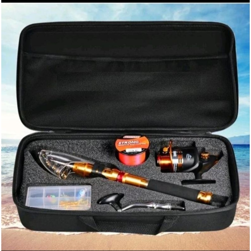 Tas penyimpanan joran pancing tas reel pancing Model slempang 50x25Cm