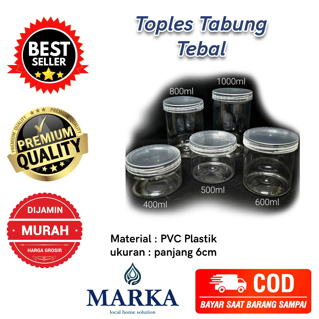 Toples Tabung Plastik Toples Kue Snack Toples Bening / Toples Plastik Bening / Toples Tabung