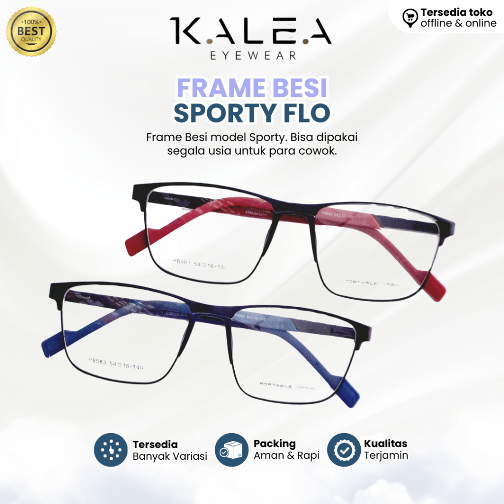 Frame Kacamata Pria Bentuk Kotak Model Sporty Flo Material Besi