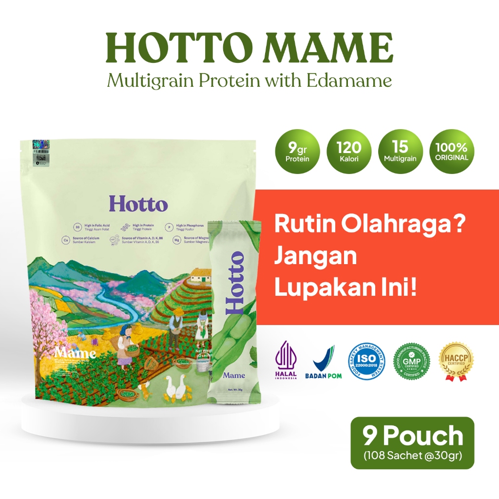

HOTTO MAME MULTIGRAIN - 9 Pouch (108 Sachet) | HOTTO PORTO Multigrain Protein with Edamame