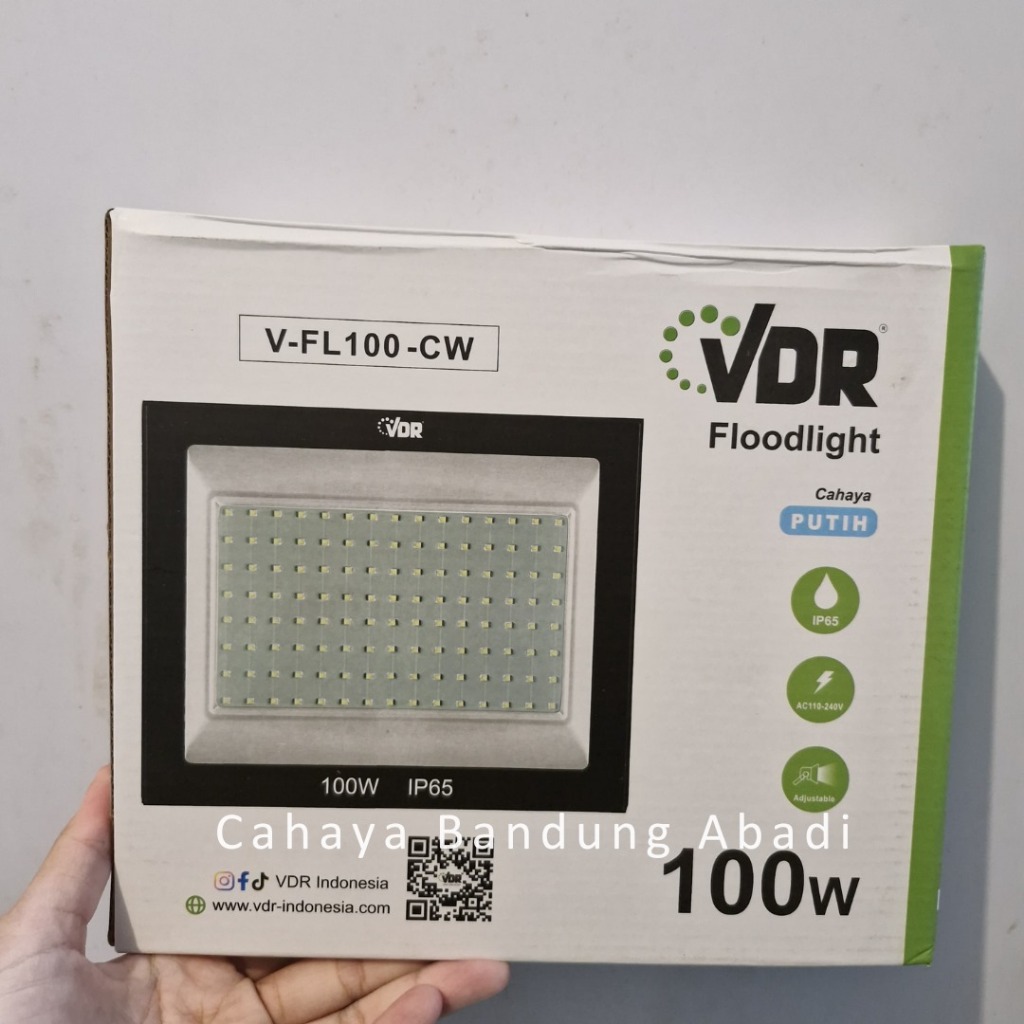 VDR Lampu Sorot Tembak SLIM LED 100W Floodlight SNI Putih Cool Daylight White IP65 Waterproof 100 Wa